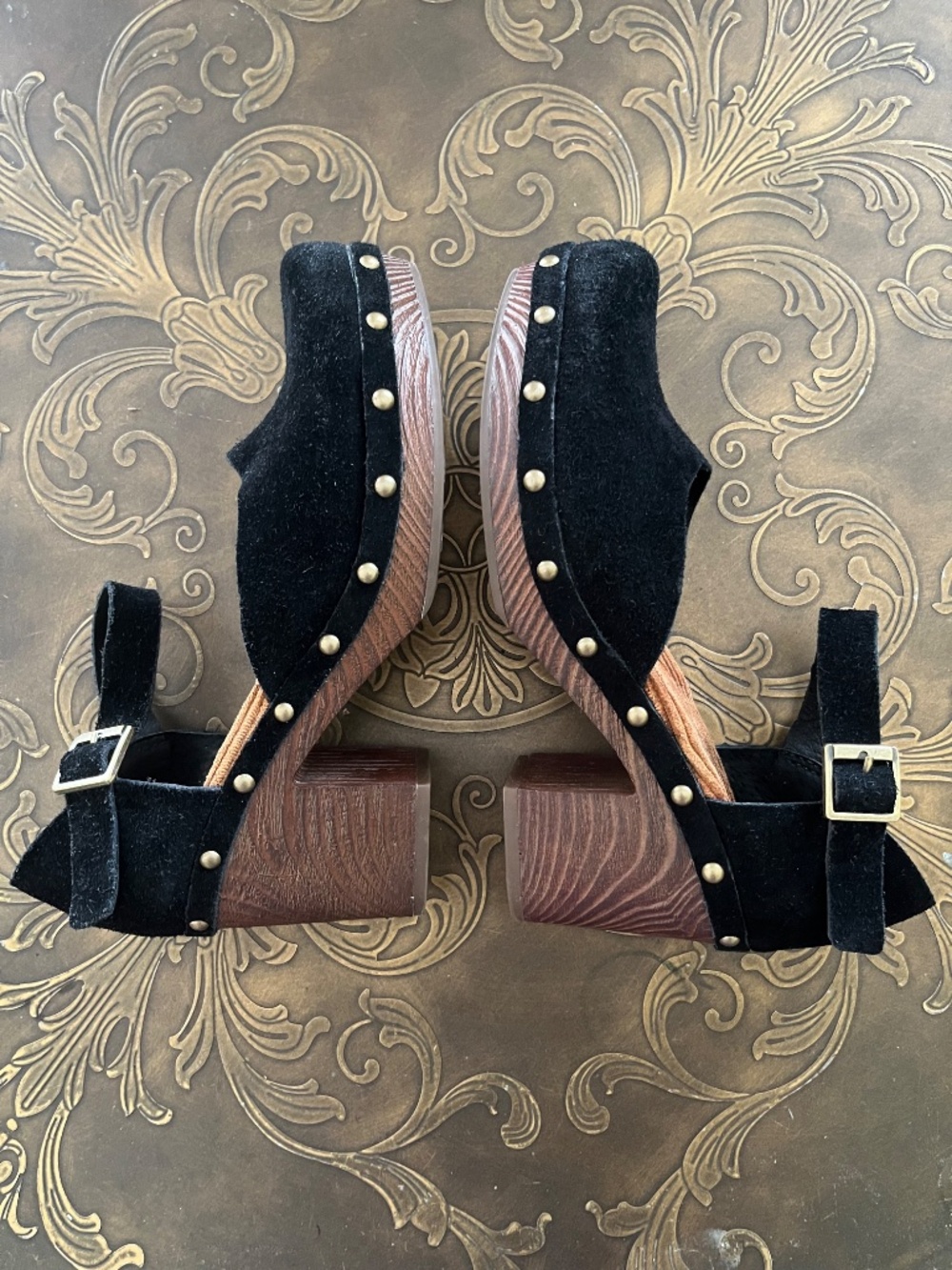 Korks Women's Evah Clog Sandals Black Suede Size 7.5 M Mary Jane Heels - Picture 4 of 10